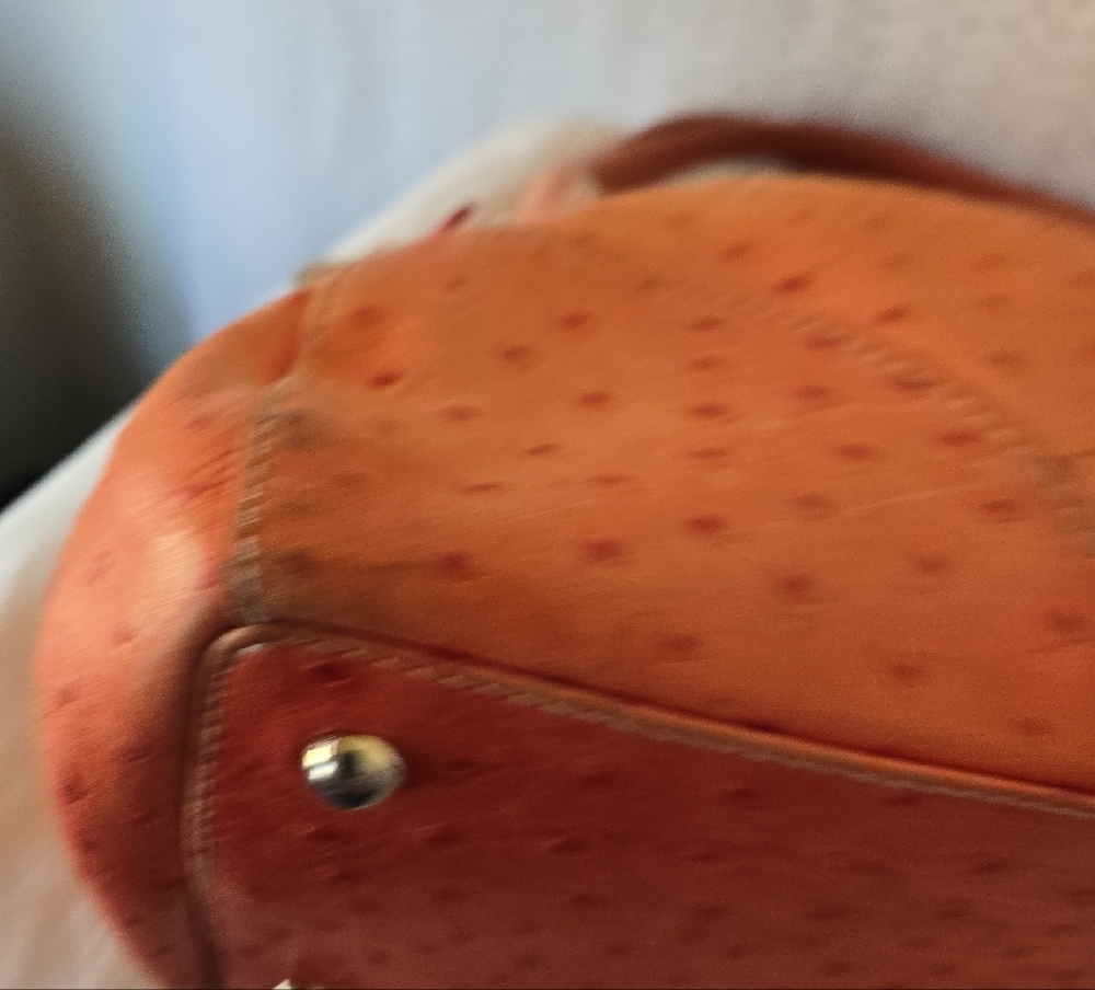 Dooney And Bourke Orange Ostrich Leather Satchel Handbag - Picture 5 of 12